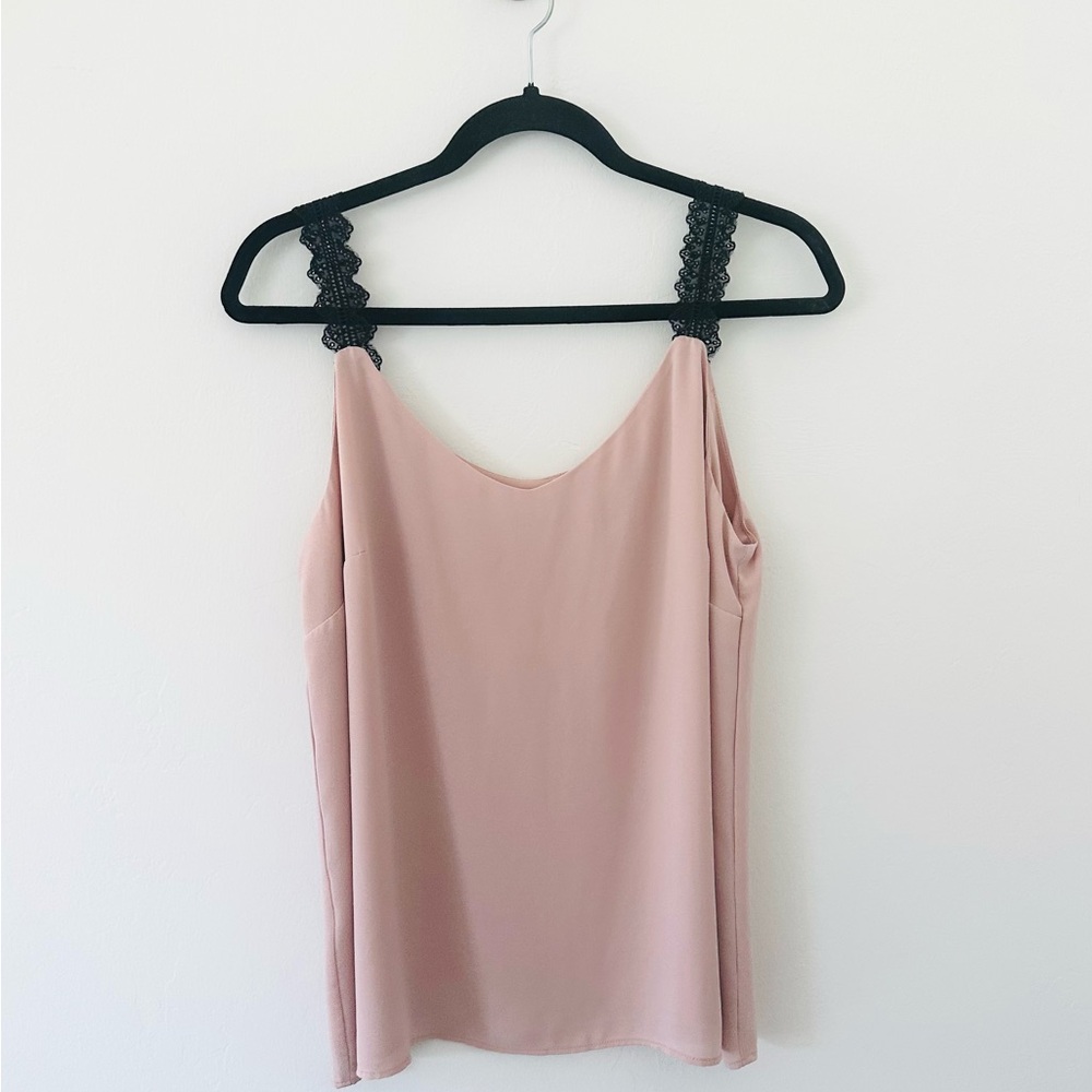 T Tahari Blush Camisole with Black Lace Straps